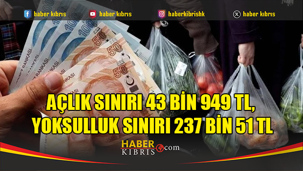 Açlık Sınırı 43 Bin 949 TL, Yoksulluk Sınırı 237 Bin 51 TL